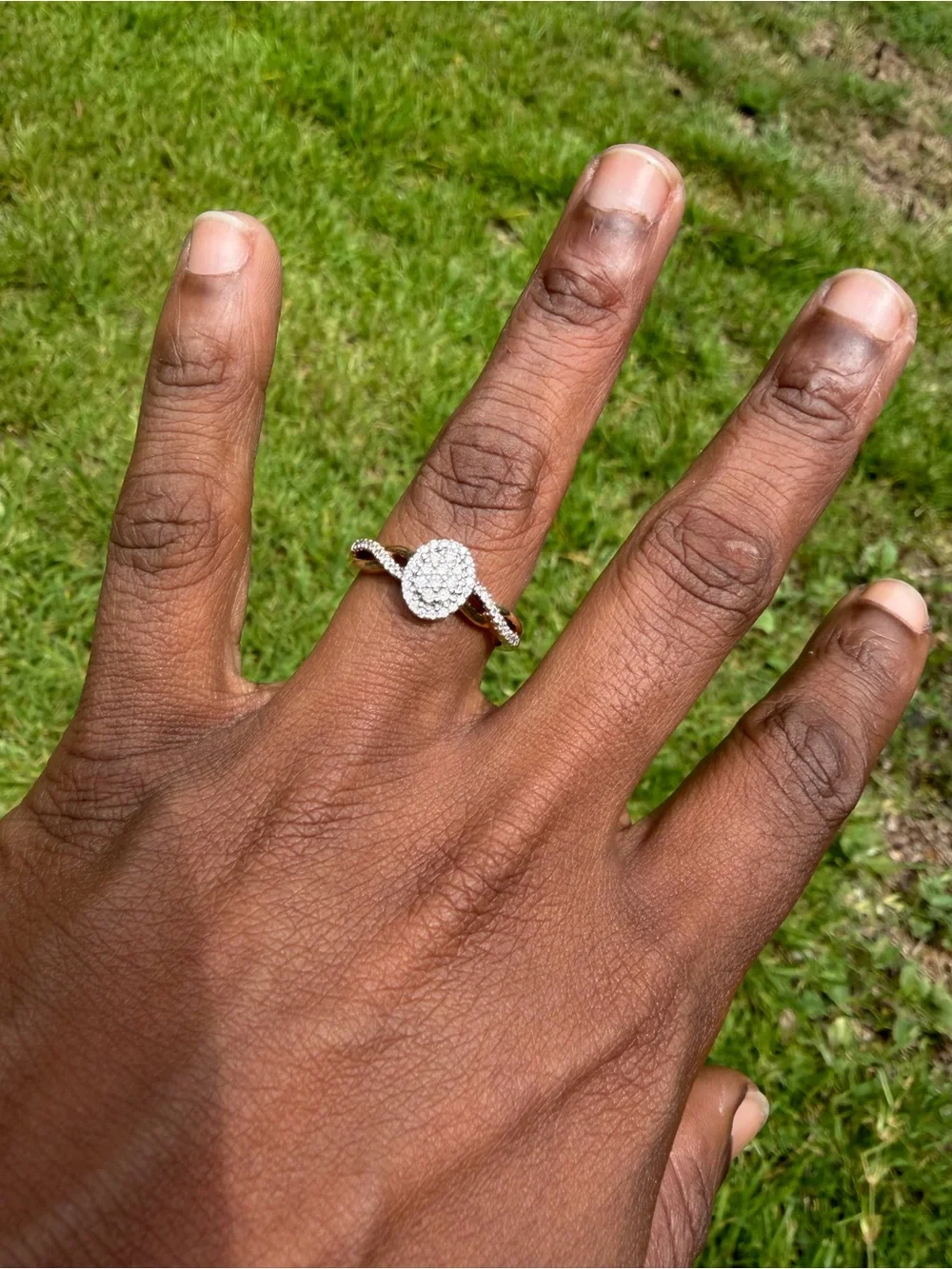 Two-Tone Gold Halo Ring with White Diamonds